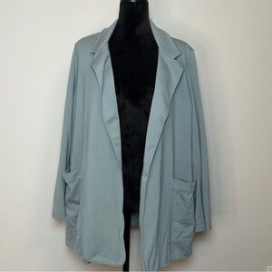 Athleta Eastbound open-front blazer – sage green stretch, relaxed fit – 22